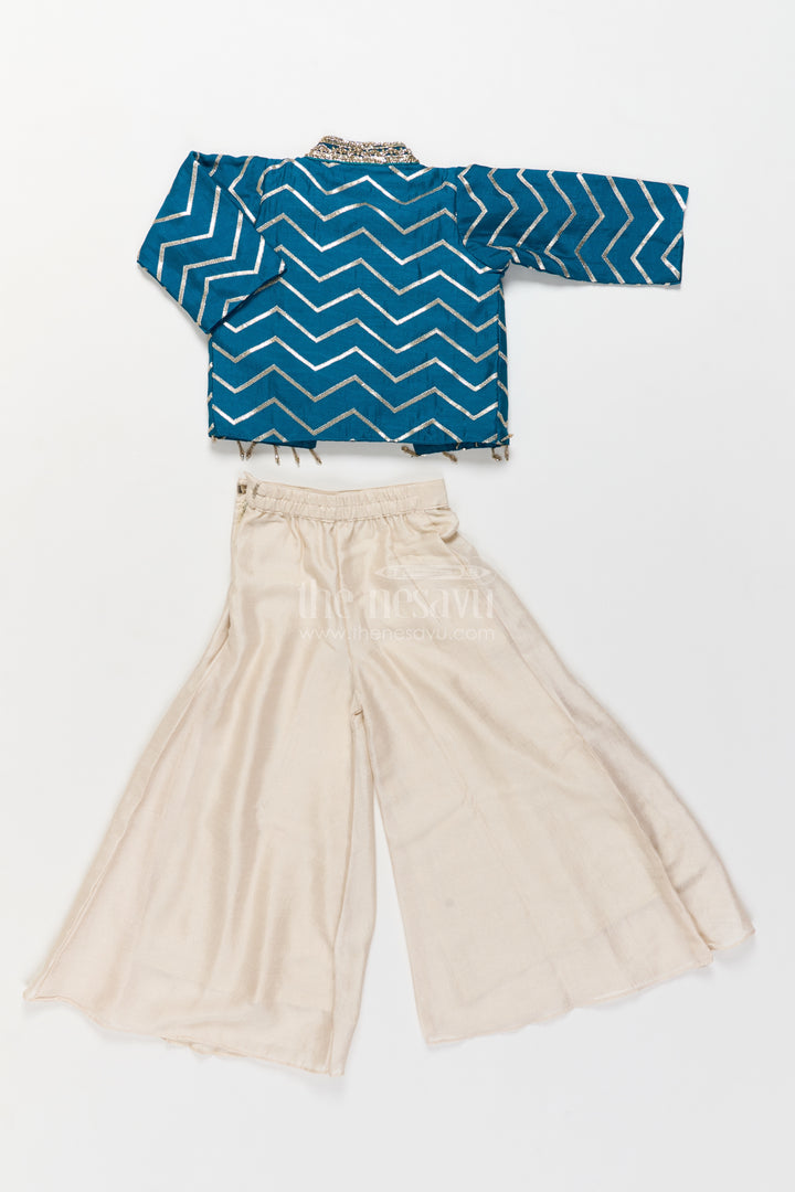 Girls Palazzo Set in Blue for Celebrations and Photos