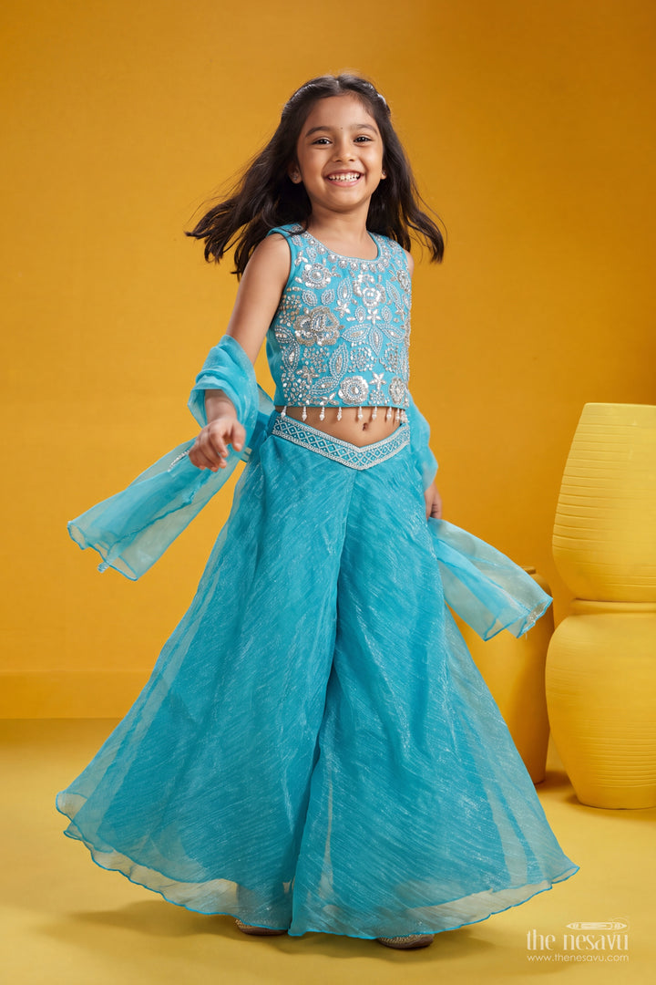 Girls Sharara Set in Blue for Portrait Days