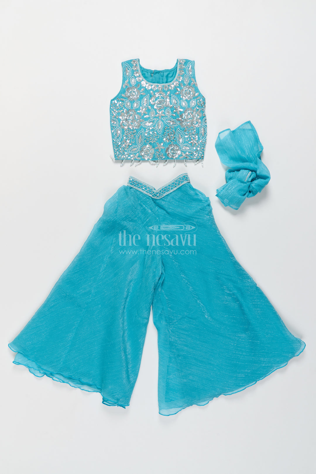 Girls Sharara Set in Blue for Portrait Days