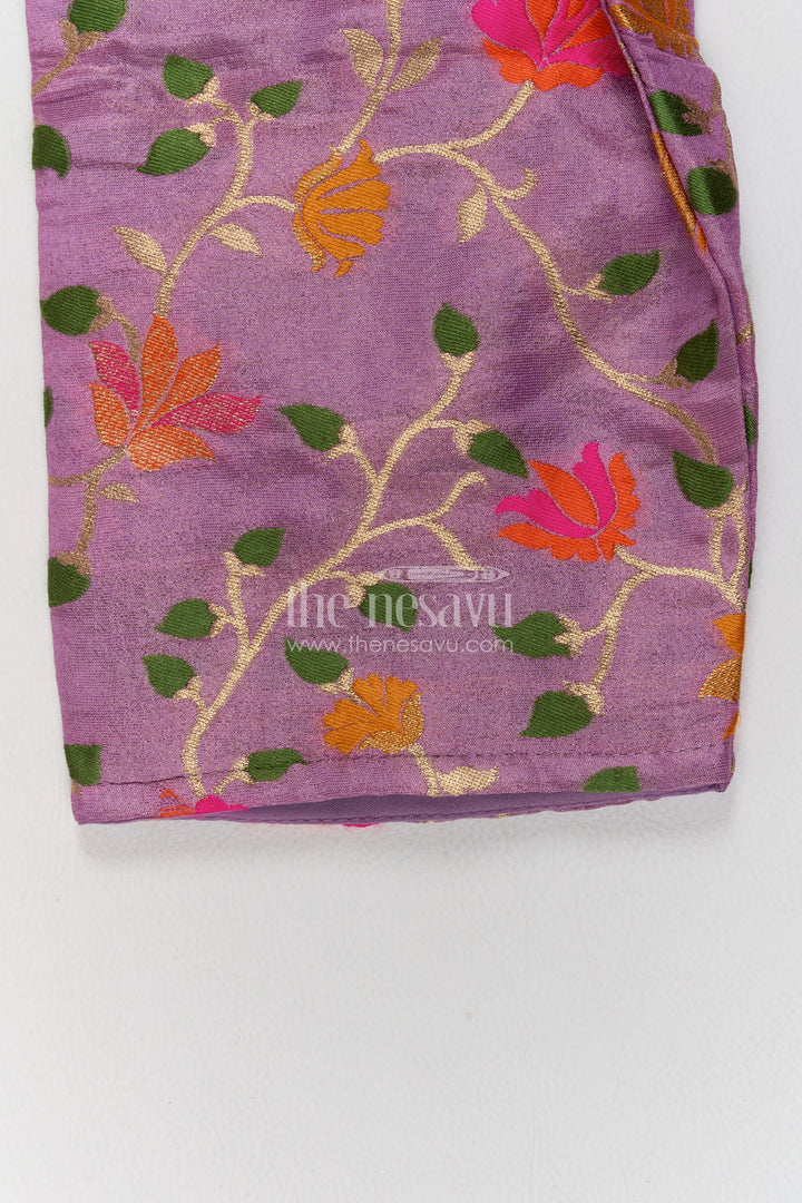 Girls Lilac Floral Trouser Peplum Viscose Silk Palazzo Set