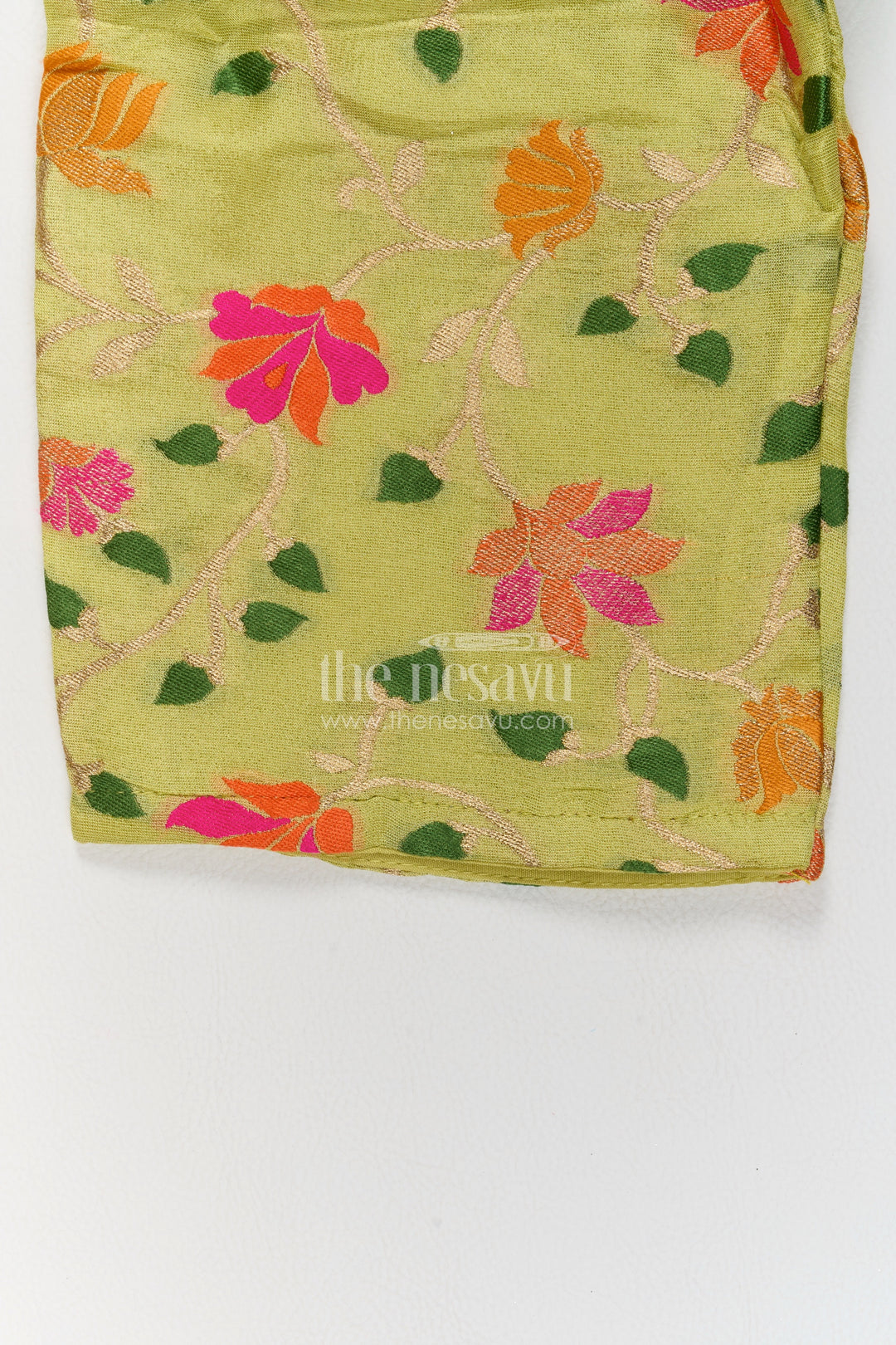 Girls Viscose Silk Palazzo Set in Lime Green with Flower Print Peplum