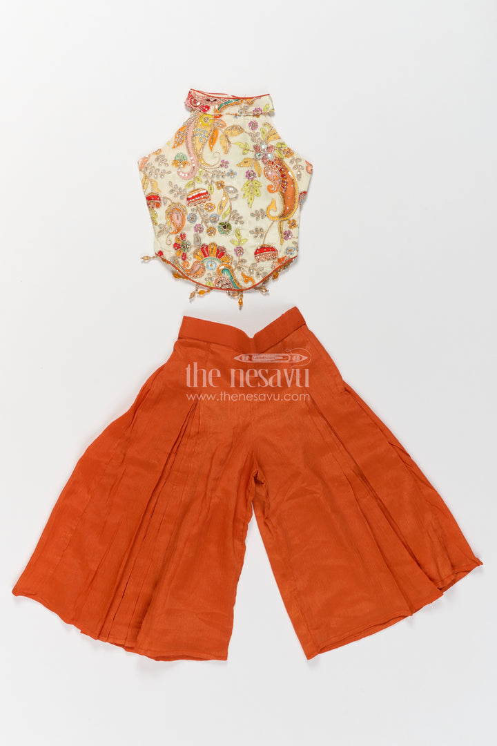 Girls Palazzo Set with Decorative Yoke for Weddings and Parties