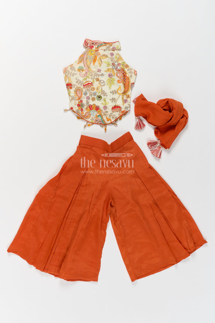 Girls Palazzo Set with Decorative Yoke for Weddings and Parties