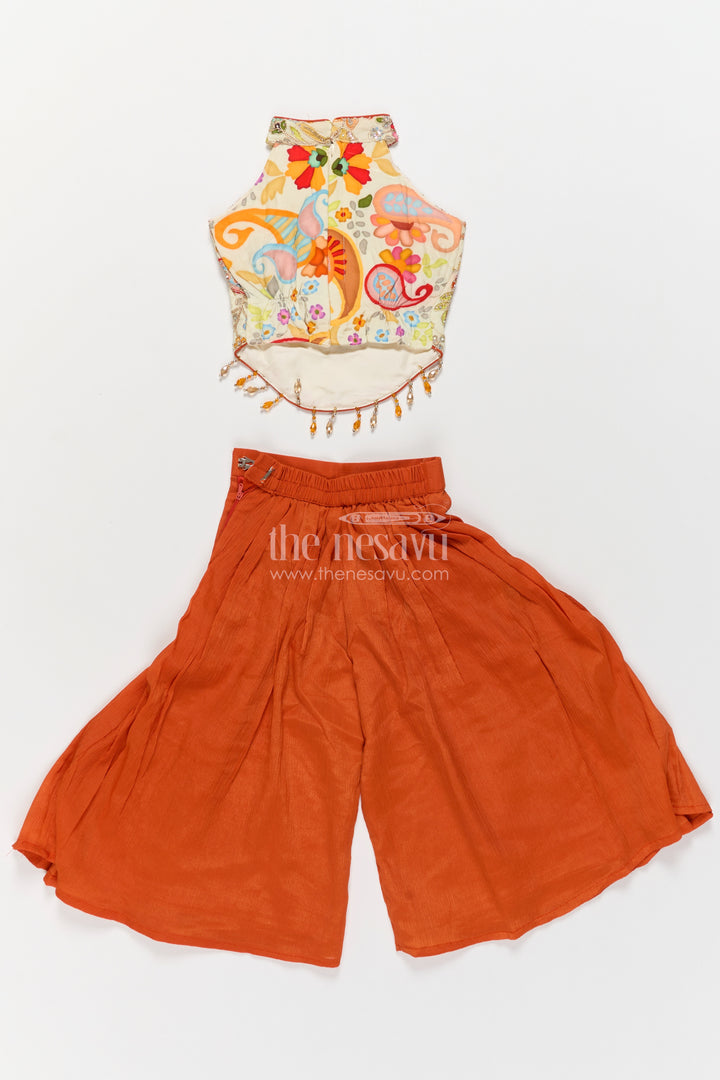 Girls Palazzo Set with Decorative Yoke for Weddings and Parties