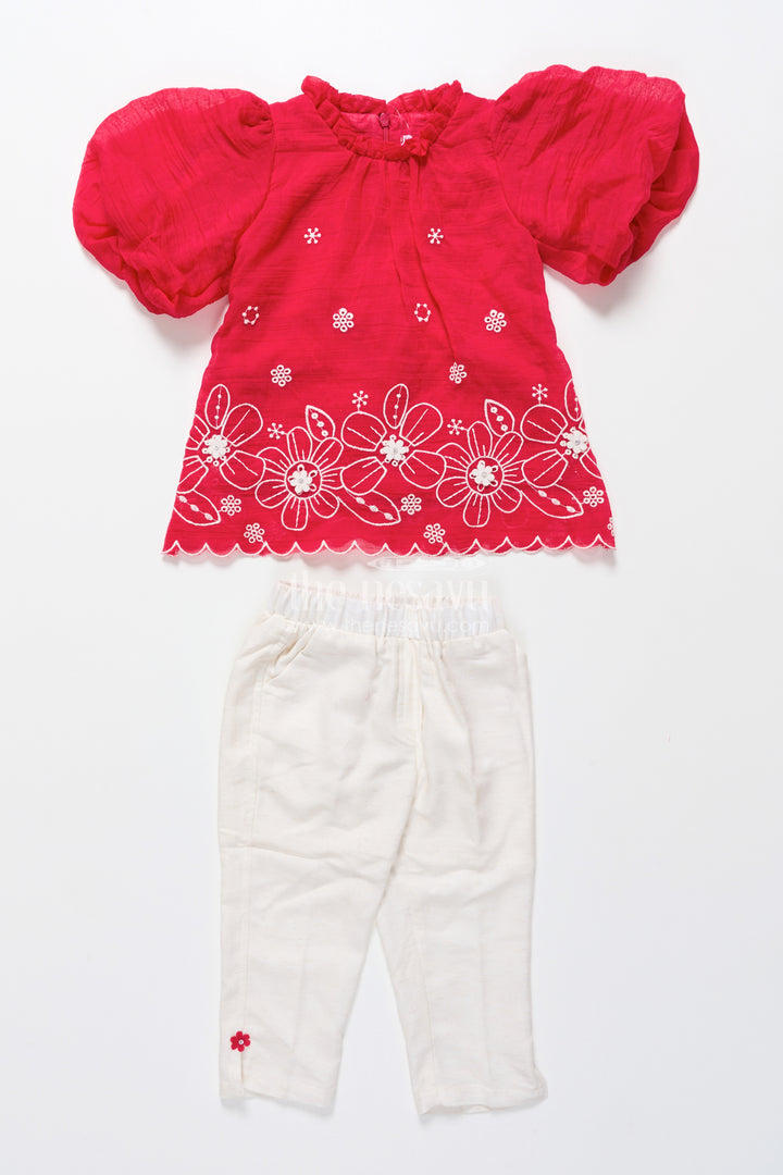 Girls embroidered cotton plazo set for festive and cultural events