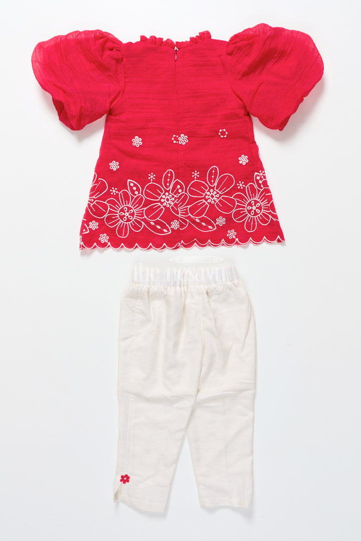Girls embroidered cotton plazo set for festive and cultural events