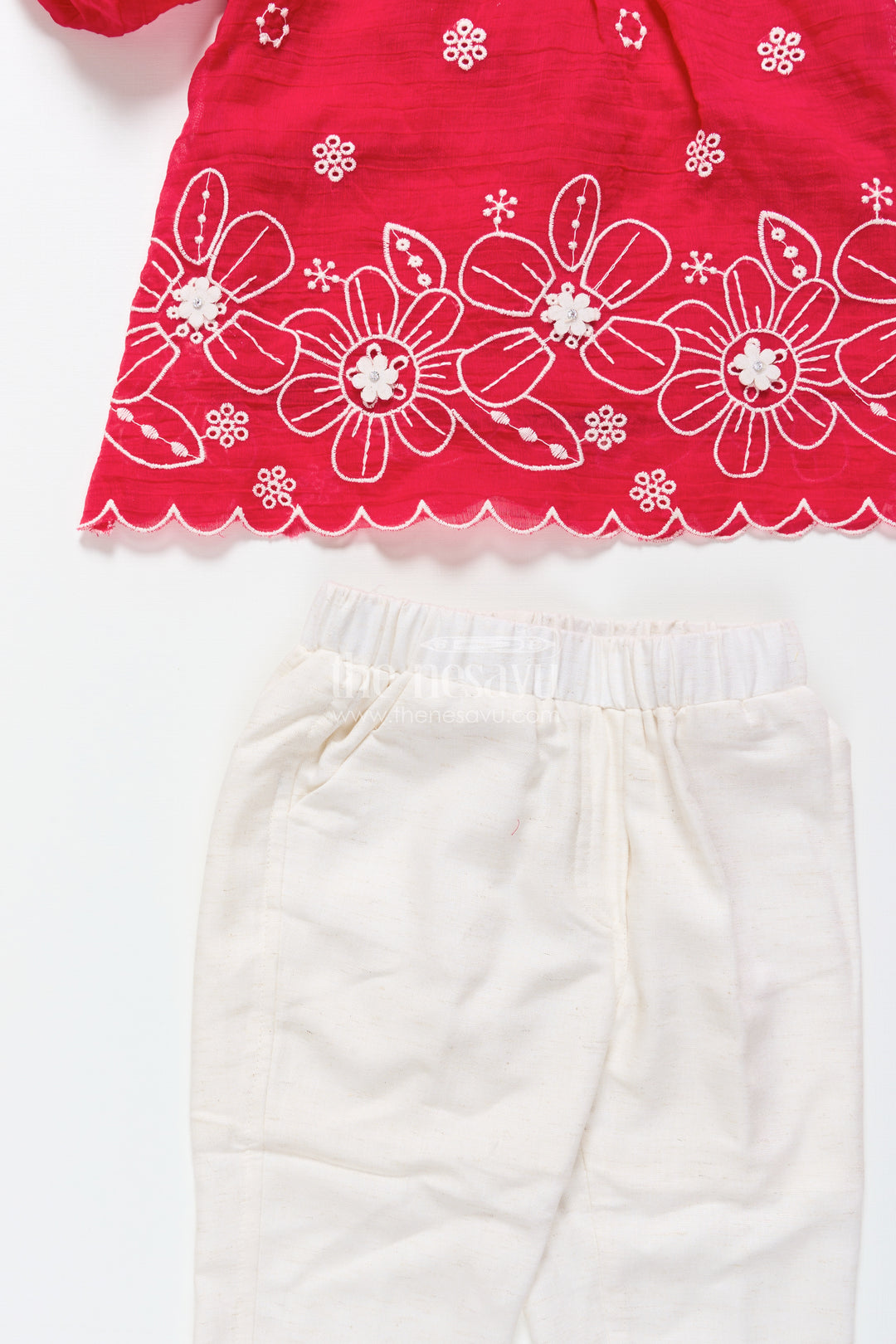 Girls embroidered cotton plazo set for festive and cultural events