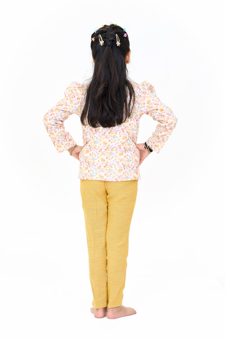 Girls Cotton Sharara Set with Festive Floral Blazer and Coordinated Pants for Parties