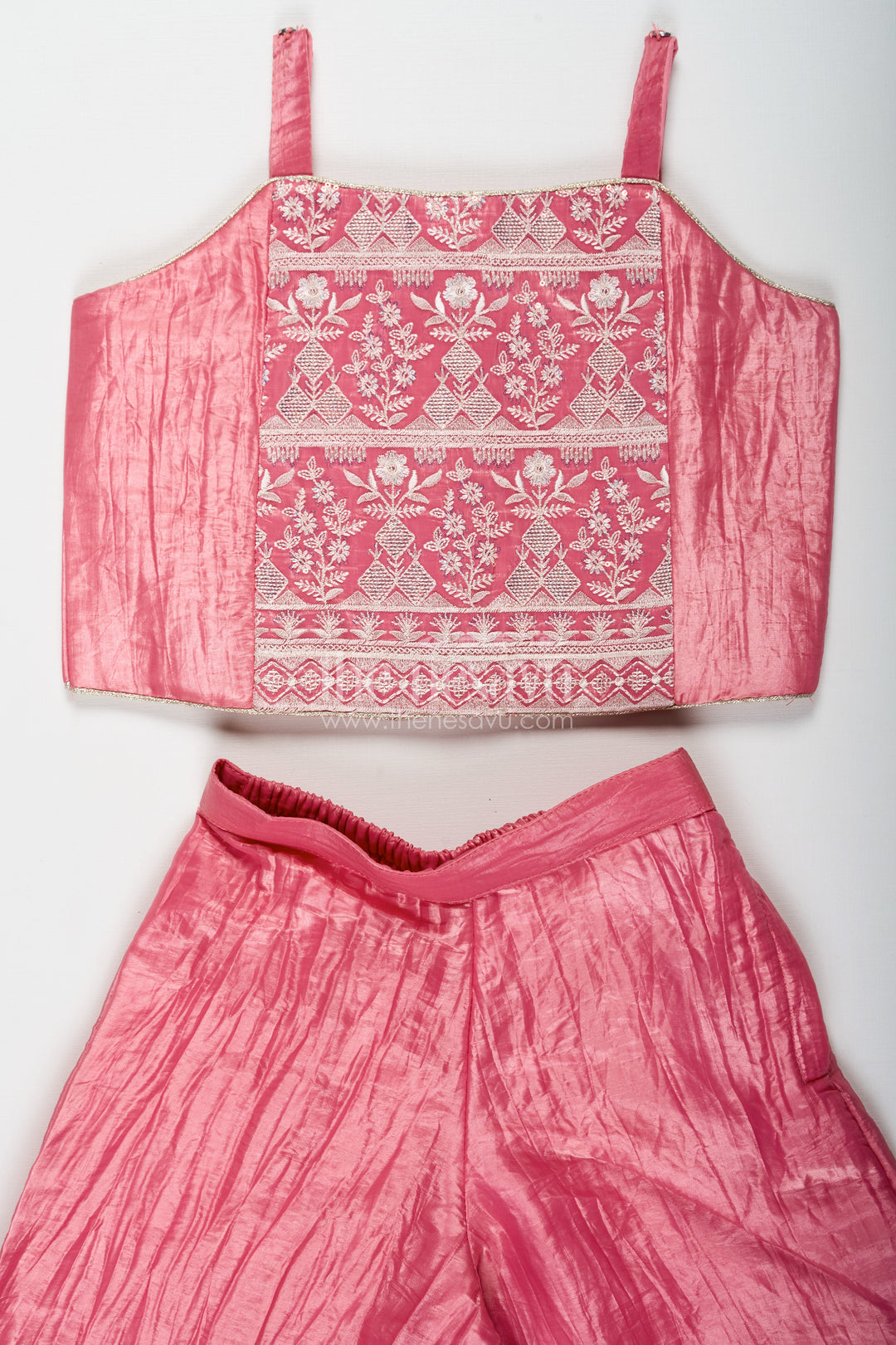 Organza Sharara Set for Girls with Sequence Embellished Jacket and Flared Palazzo Pants
