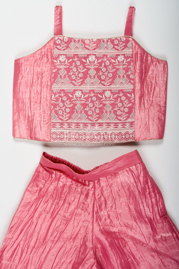 Organza Sharara Set for Girls with Sequence Embellished Jacket and Flared Palazzo Pants