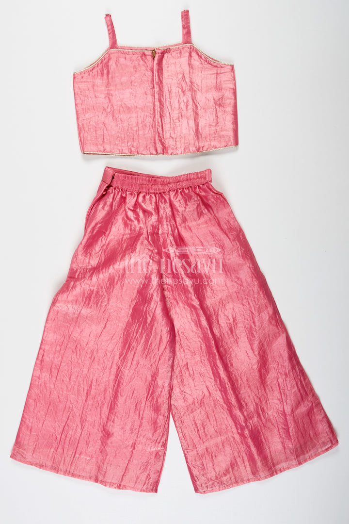 Organza Sharara Set for Girls with Sequence Embellished Jacket and Flared Palazzo Pants