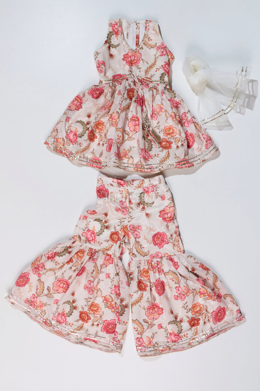 Graceful Ethnic Sharara Suits for Girls with Chinon Digital Print and Floral Embellishments