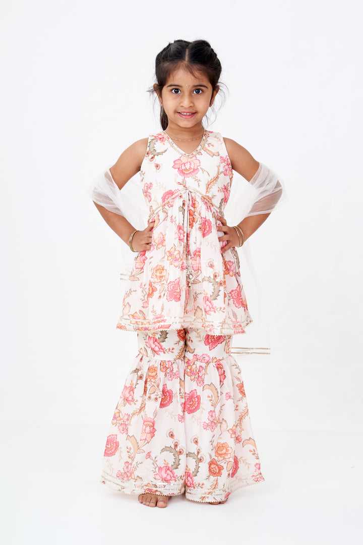 Graceful Ethnic Sharara Suits for Girls with Chinon Digital Print and Floral Embellishments