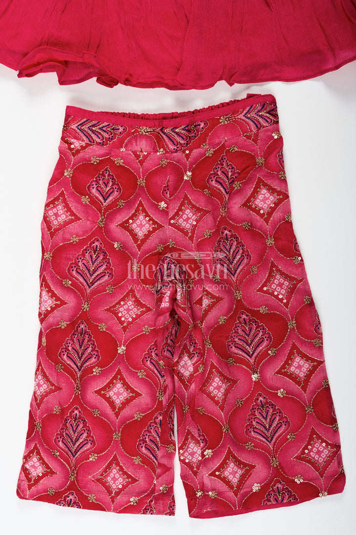 Modern Gharara Sharara Dress for Girls in Viscose Silk with Pearl Embellished Yoke and Designer Bottom