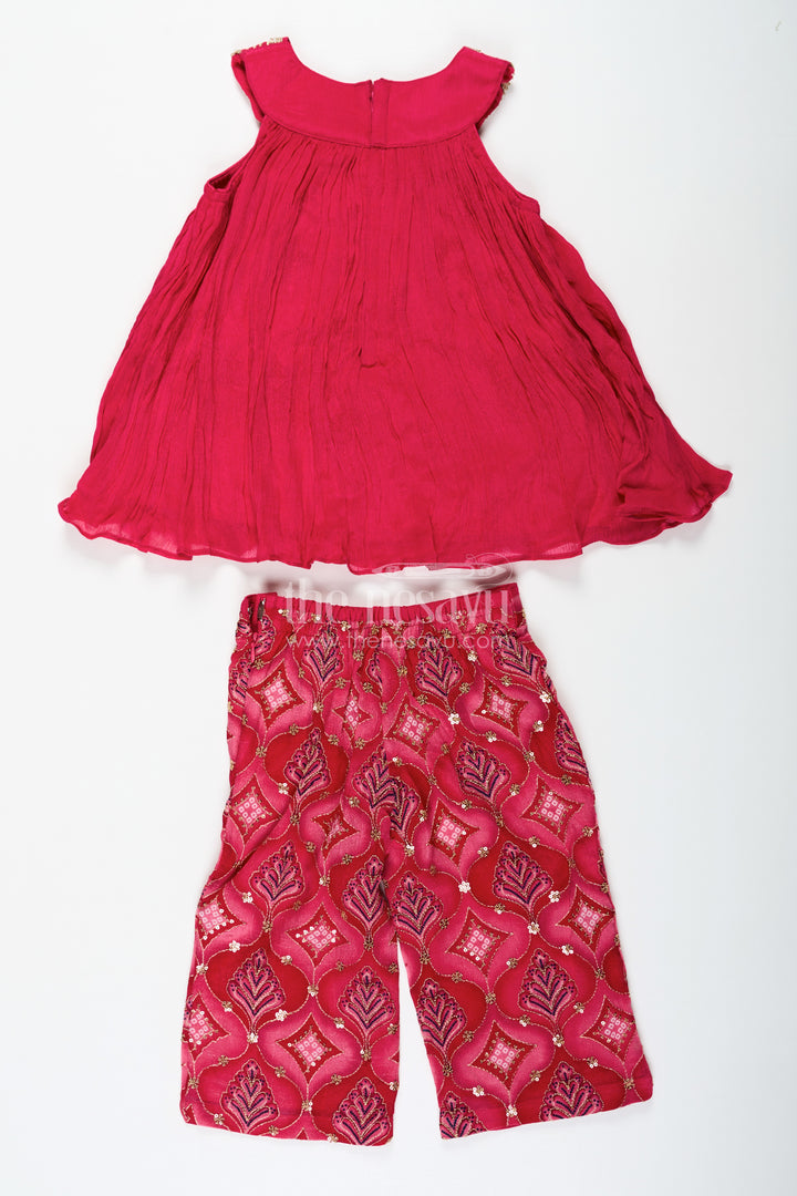 Modern Gharara Sharara Dress for Girls in Viscose Silk with Pearl Embellished Yoke and Designer Bottom