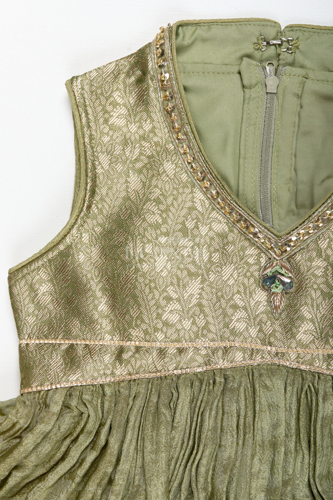 Girls Green Sharara Set With Dupatta Ethnic Festive Wear In Organza For Kids