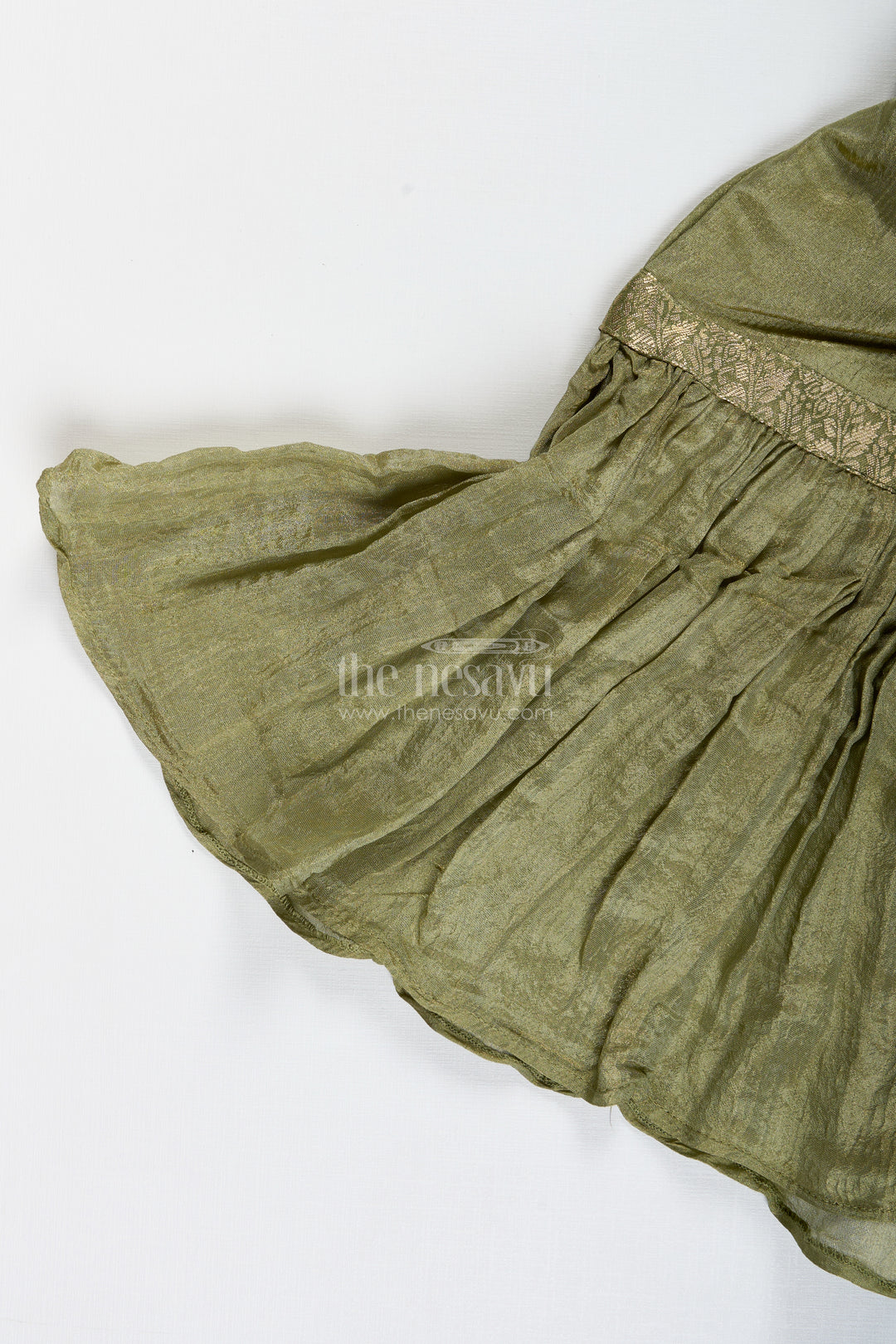 Girls Green Sharara Set With Dupatta Ethnic Festive Wear In Organza For Kids