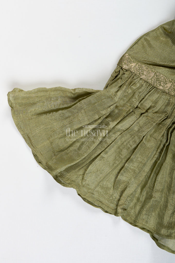 Girls Green Sharara Set With Dupatta Ethnic Festive Wear In Organza For Kids