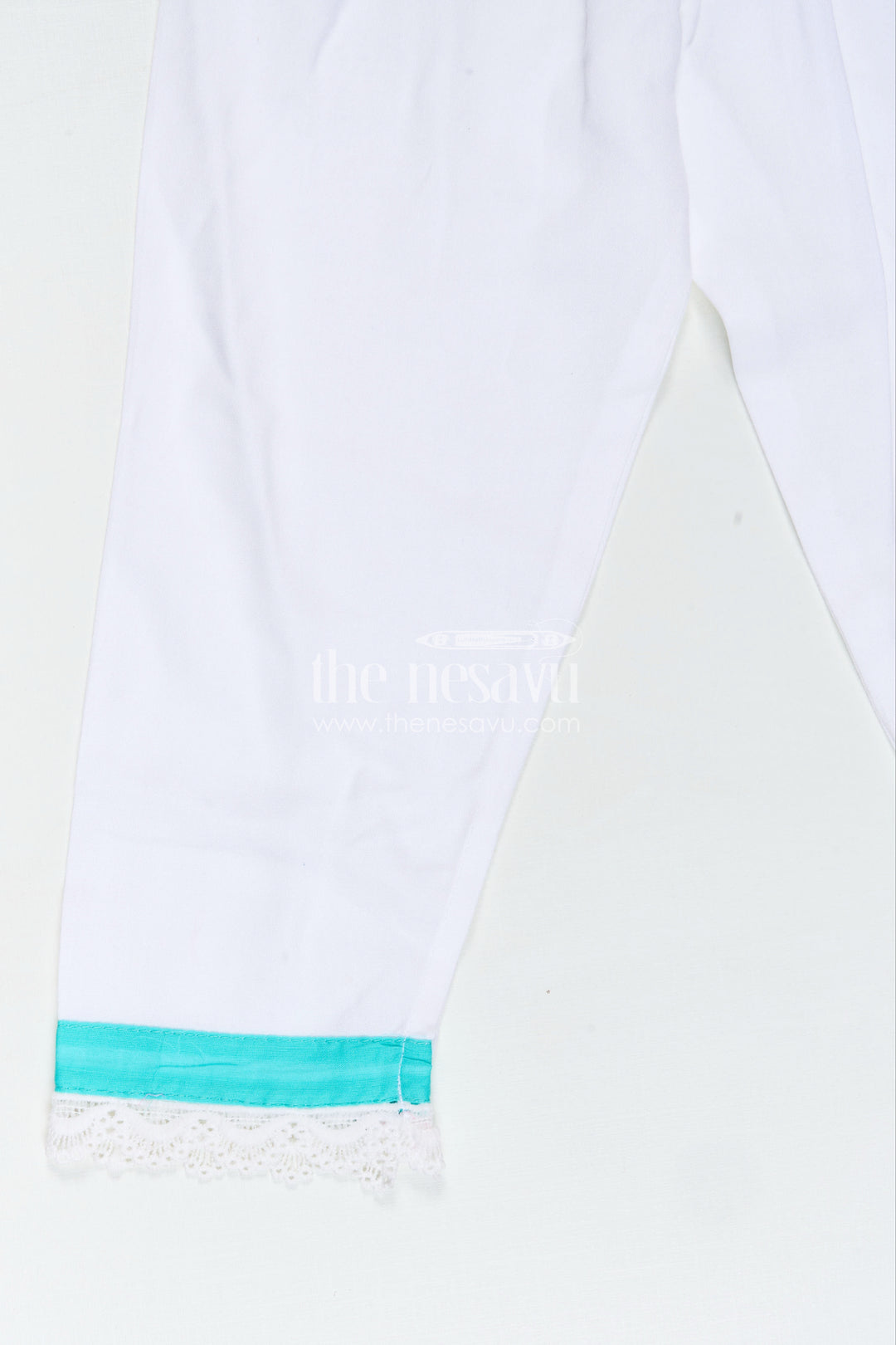 Girls Casual Smart Dresses in Cotton with Turquoise Embroidered Sleeveless Top and White Pants
