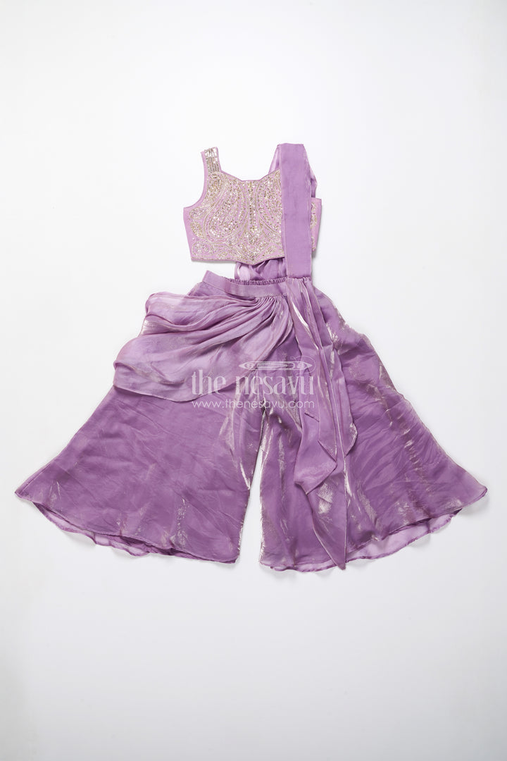 Designer sharara set with organza flair and heavily embroidered yoke
