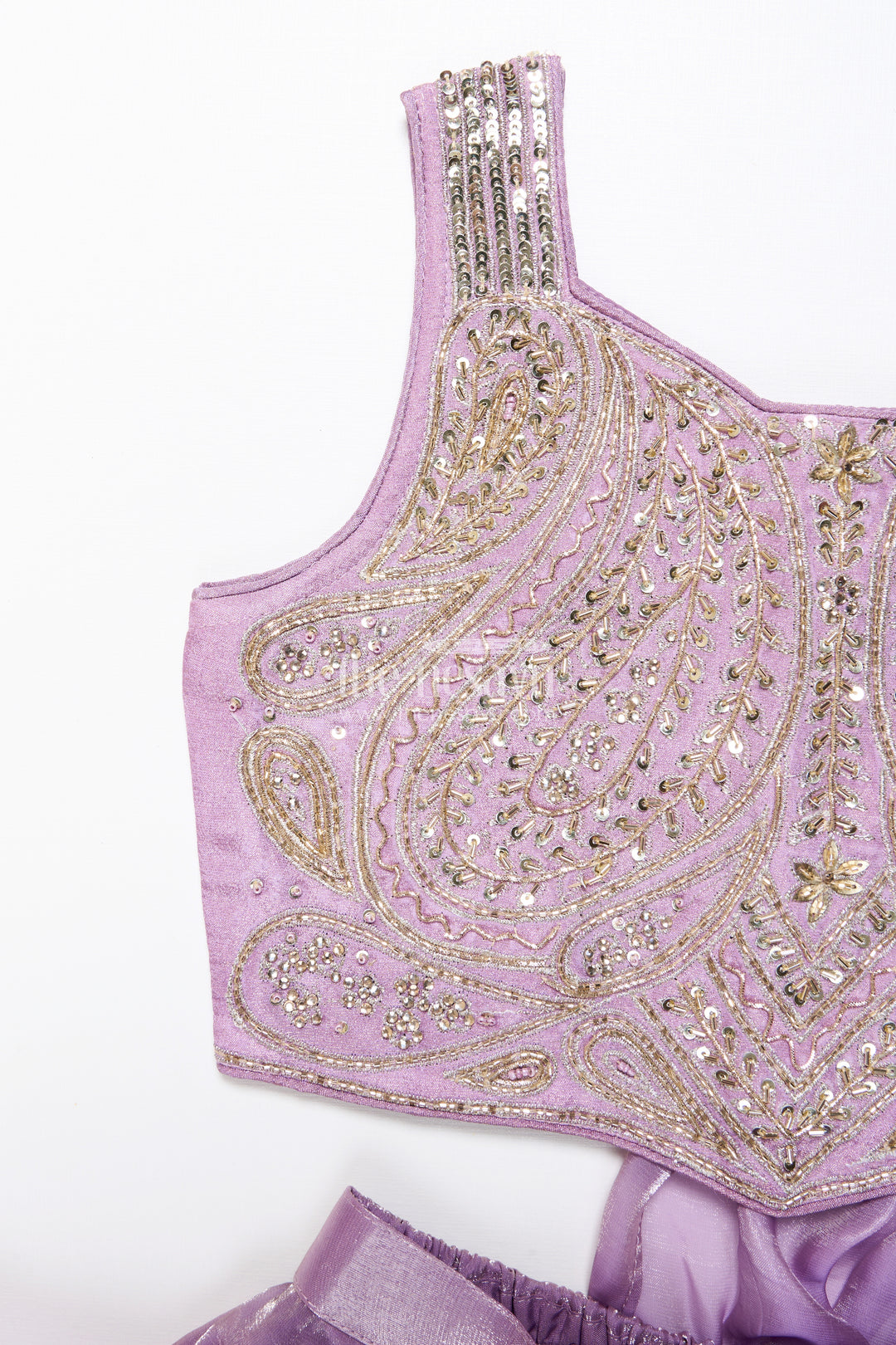 Designer sharara set with organza flair and heavily embroidered yoke