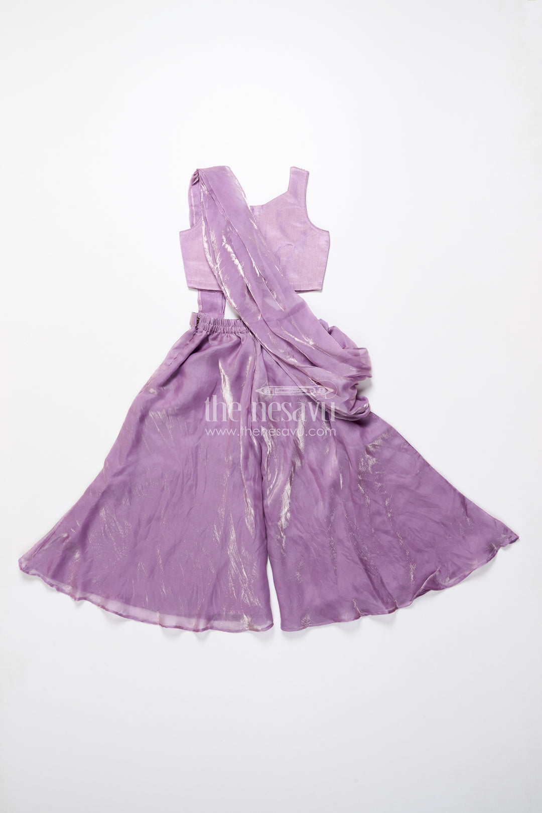 Designer sharara set with organza flair and heavily embroidered yoke