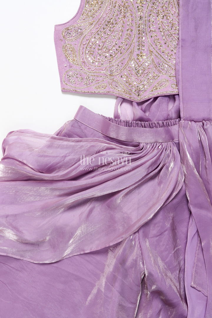Designer sharara set with organza flair and heavily embroidered yoke