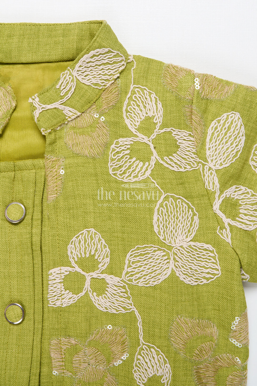 Floral Embroidered Girls Co-Ord Set with Jacket Perfect for Ethnic School Events and Festive Days