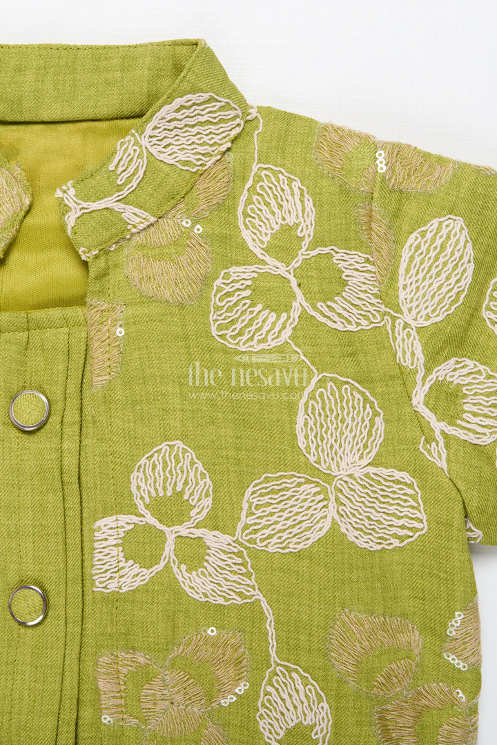 Floral Embroidered Girls Co-Ord Set with Jacket Perfect for Ethnic School Events and Festive Days