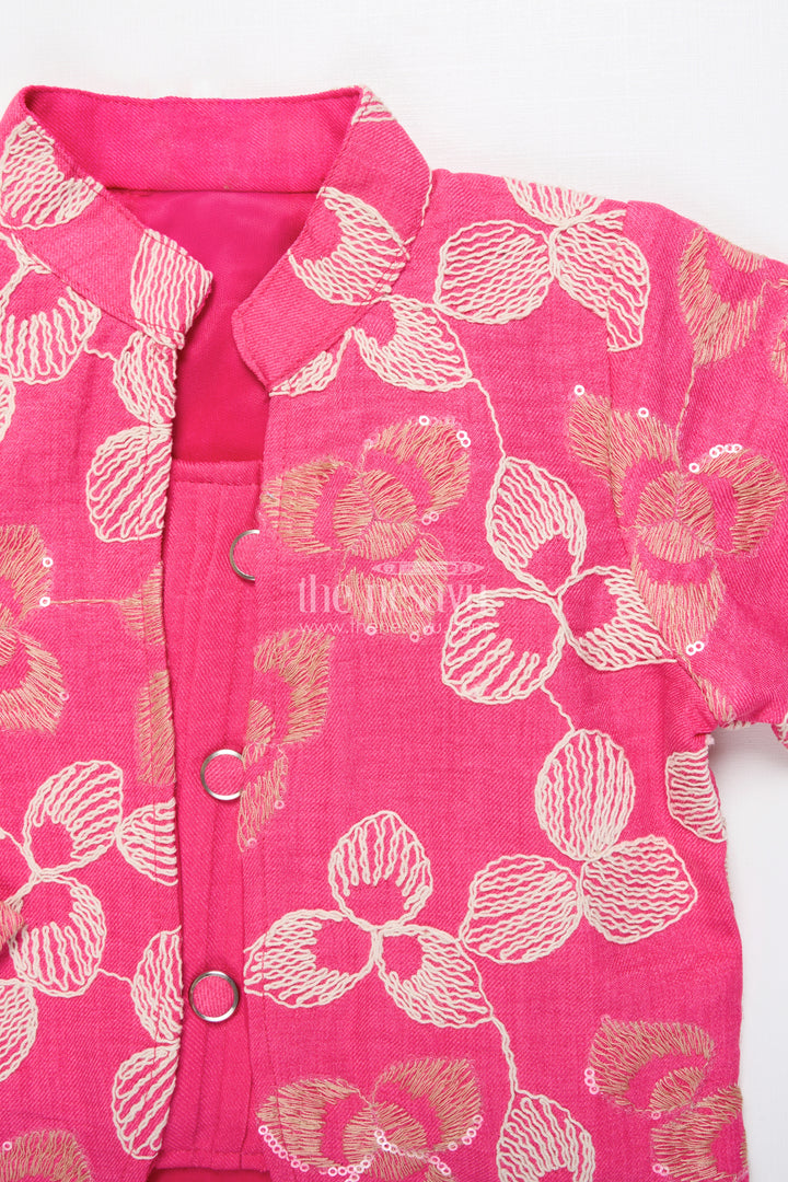 Girls Embroidered Co-Ord Set with Jacket for Ethnic Functions and Festive Parties
