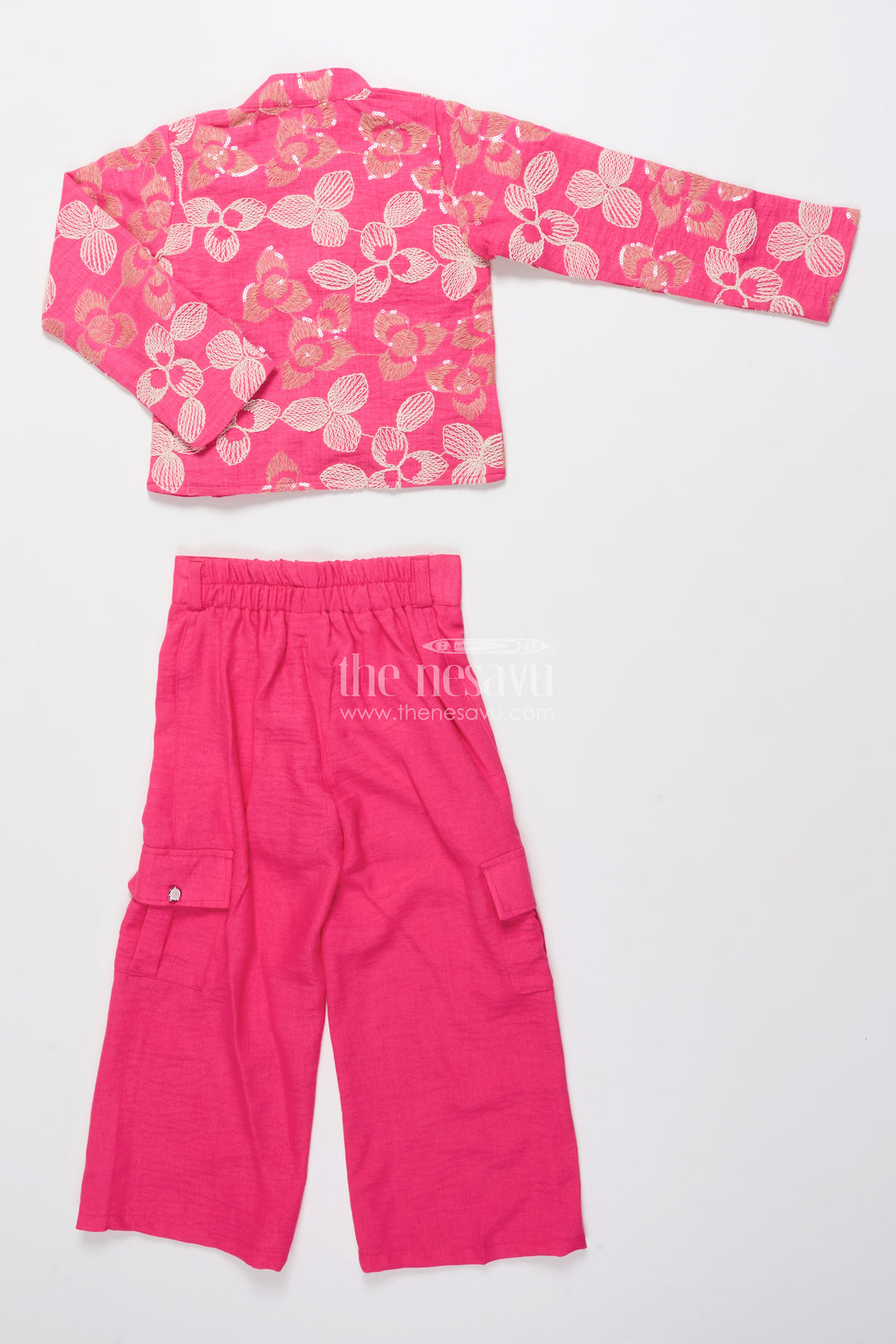 Girls Embroidered Co-Ord Set with Jacket for Ethnic Functions and Festive Parties