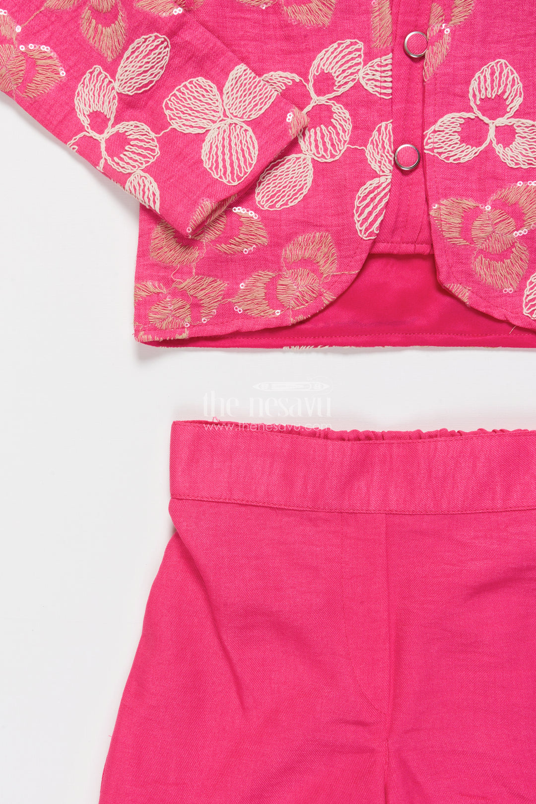 Girls Embroidered Co-Ord Set with Jacket for Ethnic Functions and Festive Parties