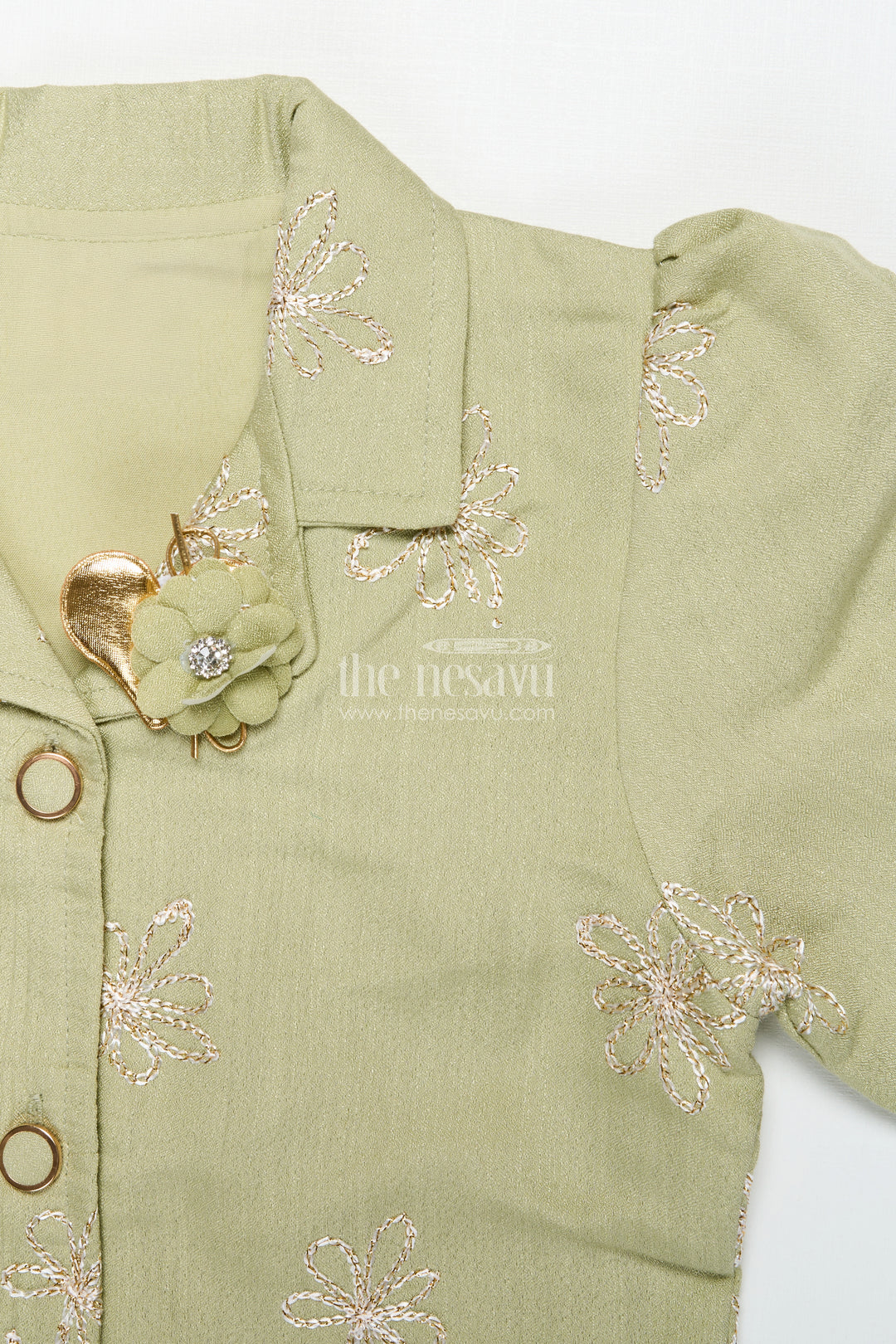 Girls Ethnic Co-Ord Set with Zari Embroidery for Festive and School Events
