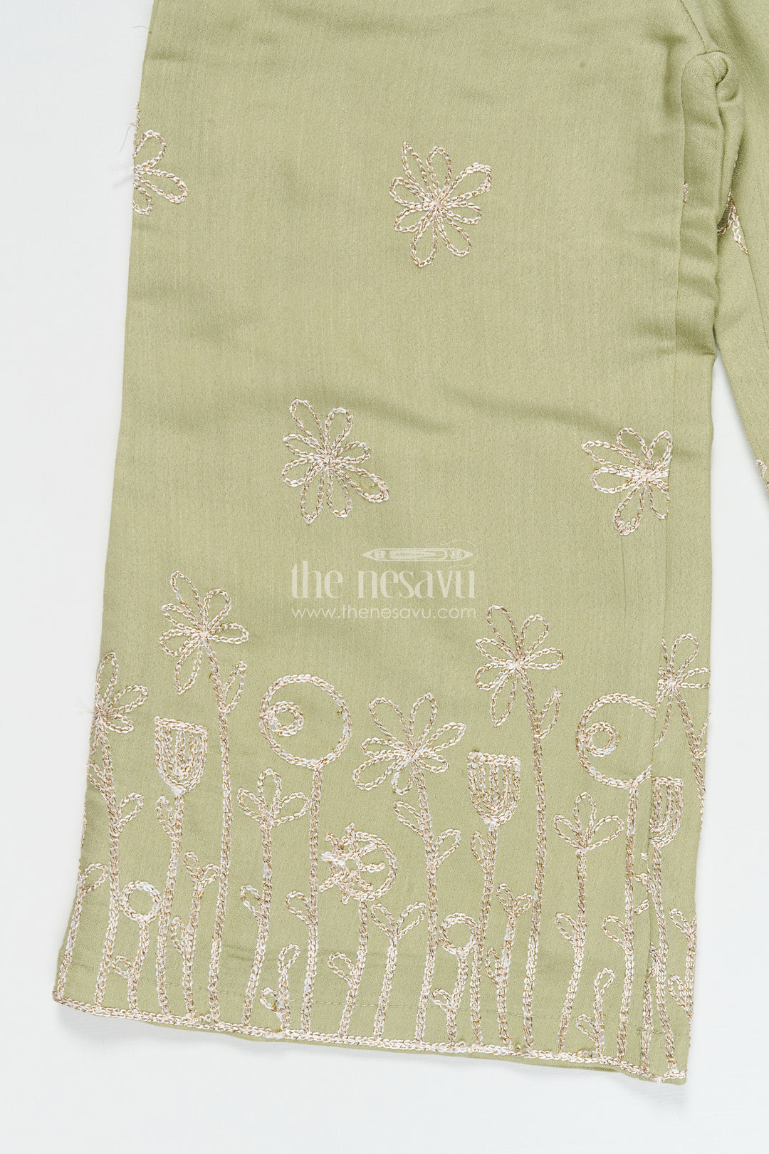 Girls Ethnic Co-Ord Set with Zari Embroidery for Festive and School Events