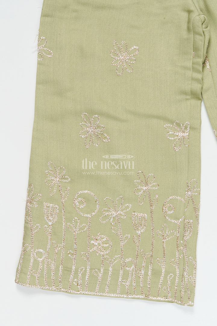 Girls Ethnic Co-Ord Set with Zari Embroidery for Festive and School Events