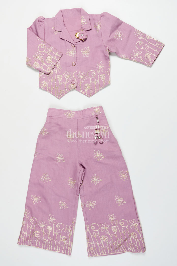 Girls Festive Co-Ord Set in Rayon with Zari Embroidery for Celebrations