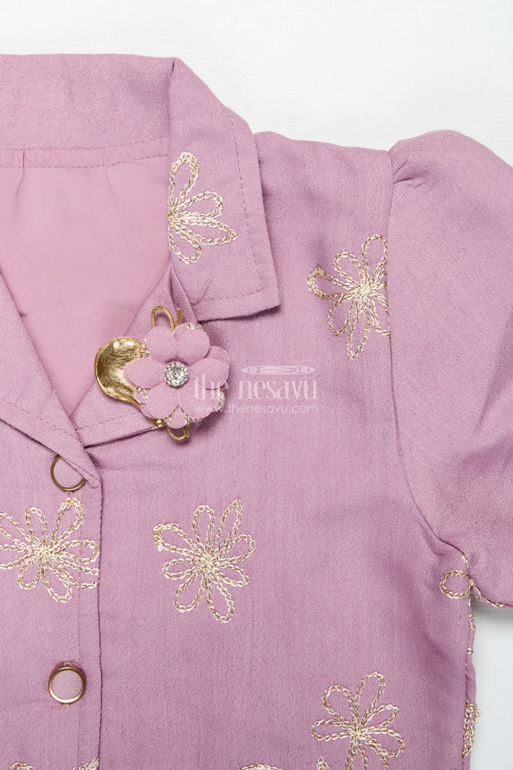 Girls Festive Co-Ord Set in Rayon with Zari Embroidery for Celebrations