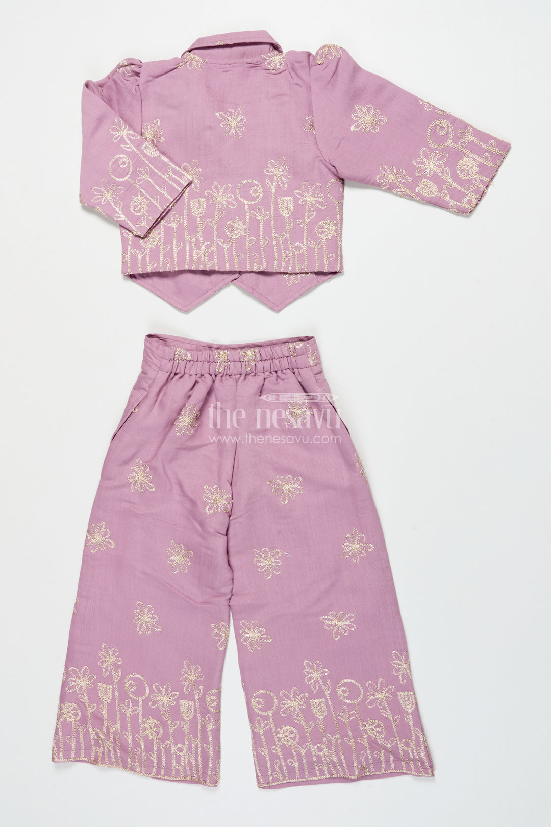 Girls Festive Co-Ord Set in Rayon with Zari Embroidery for Celebrations