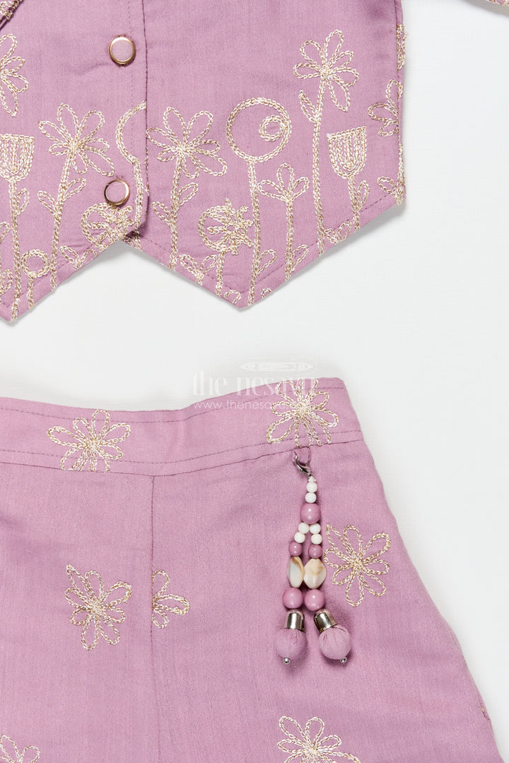 Girls Festive Co-Ord Set in Rayon with Zari Embroidery for Celebrations