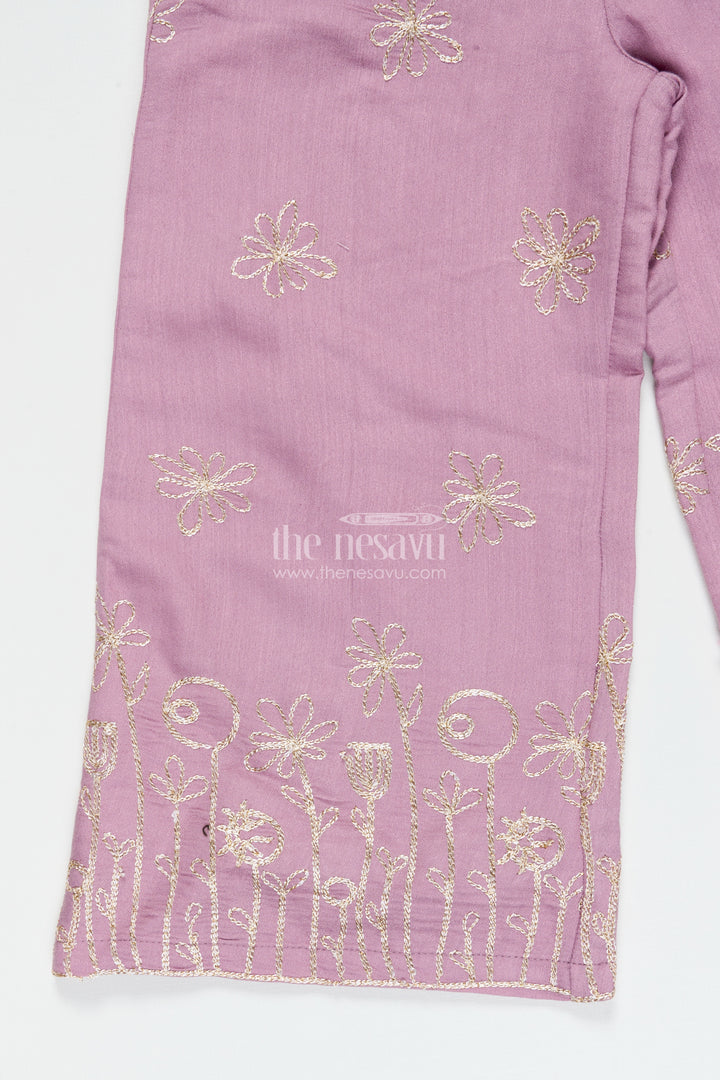 Girls Festive Co-Ord Set in Rayon with Zari Embroidery for Celebrations