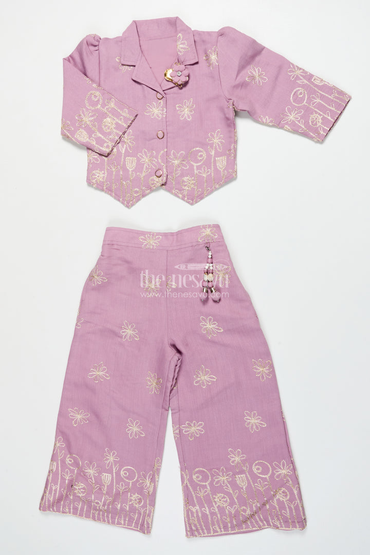 Girls Festive Co-Ord Set in Rayon with Zari Embroidery for Celebrations