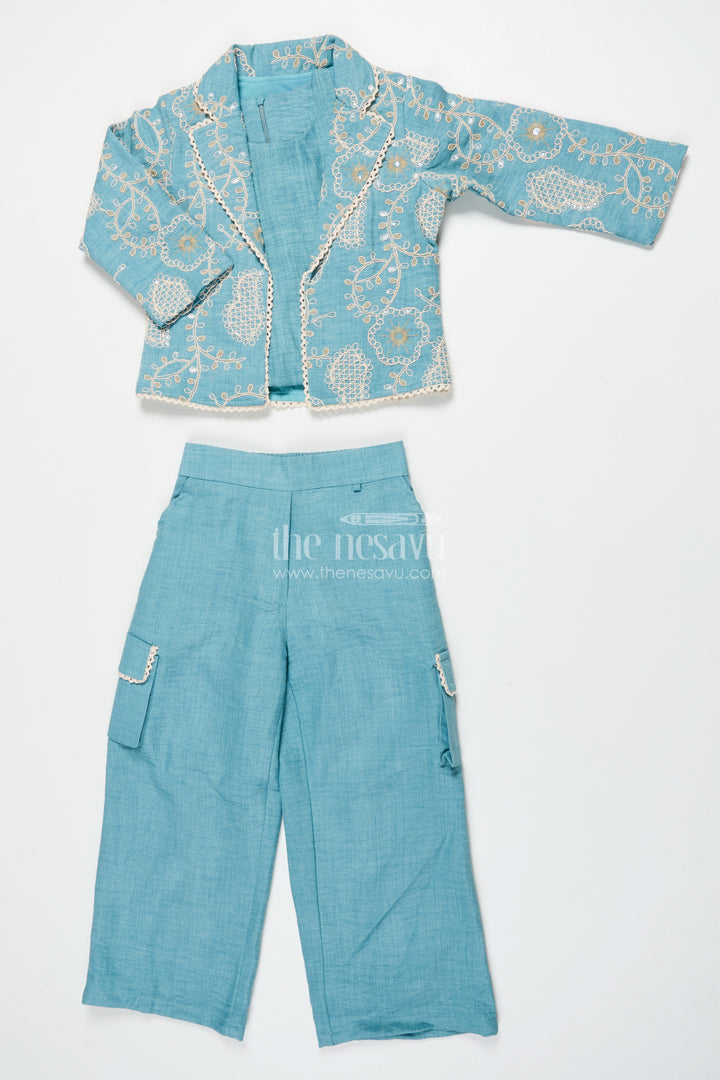 Girls Co-Ord Set with Thread Embroidery for Festive Events and School Programs