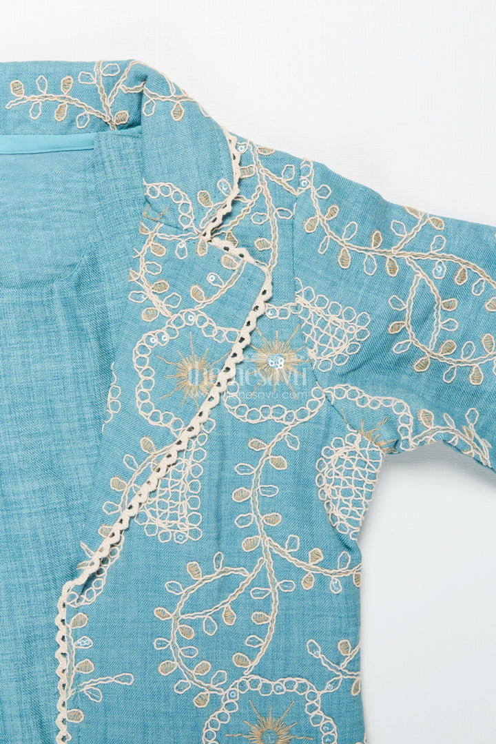 Girls Co-Ord Set with Thread Embroidery for Festive Events and School Programs