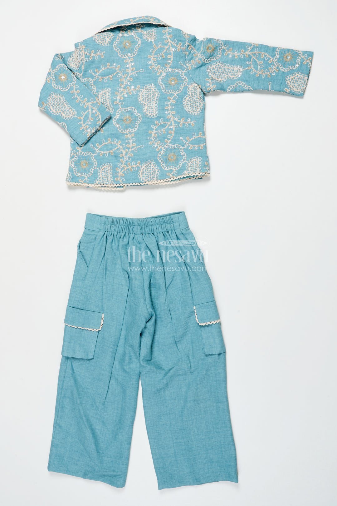Girls Co-Ord Set with Thread Embroidery for Festive Events and School Programs