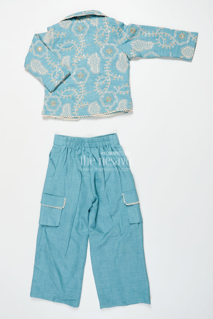 Girls Co-Ord Set with Thread Embroidery for Festive Events and School Programs