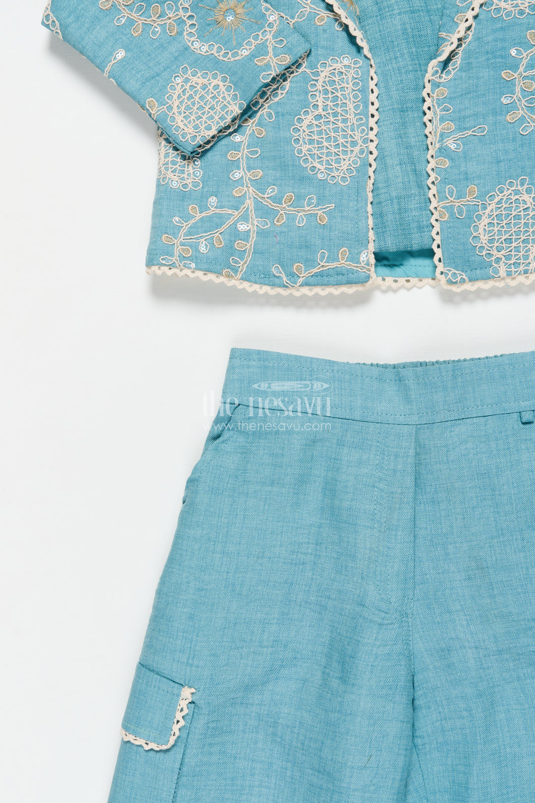 Girls Co-Ord Set with Thread Embroidery for Festive Events and School Programs