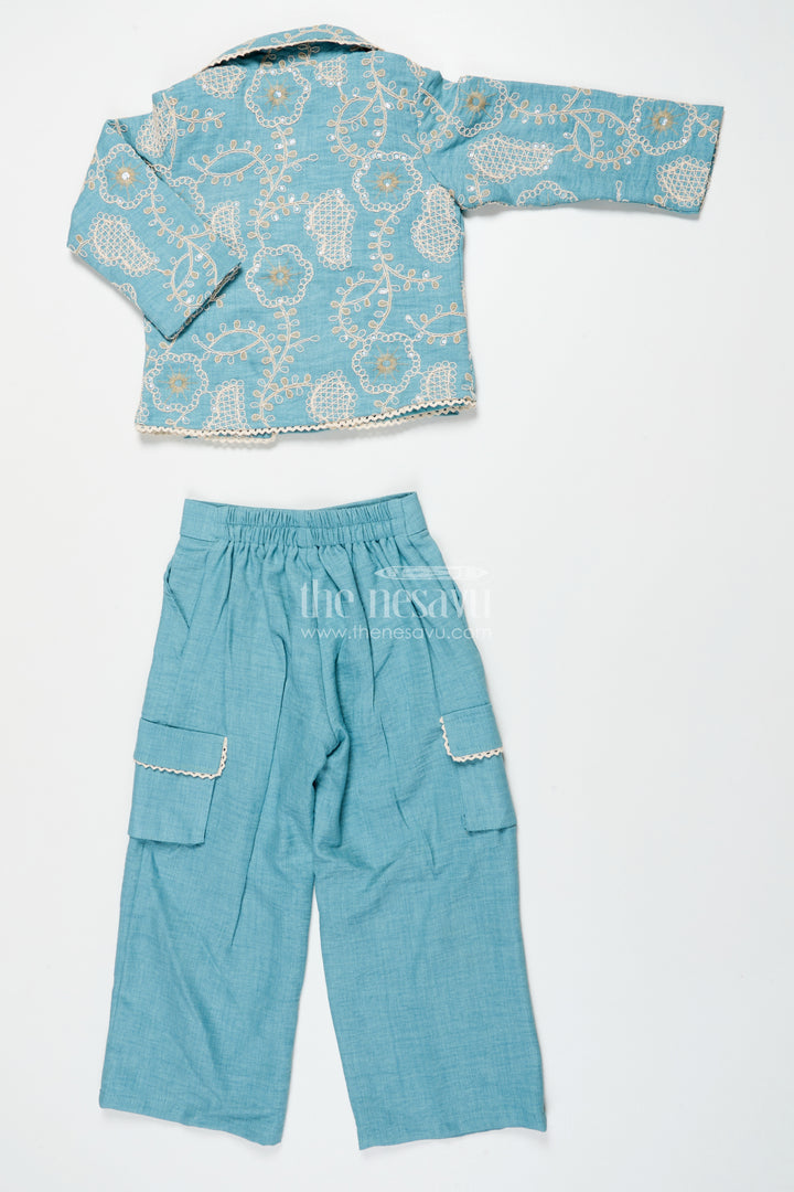 Girls Co-Ord Set with Thread Embroidery for Festive Events and School Programs