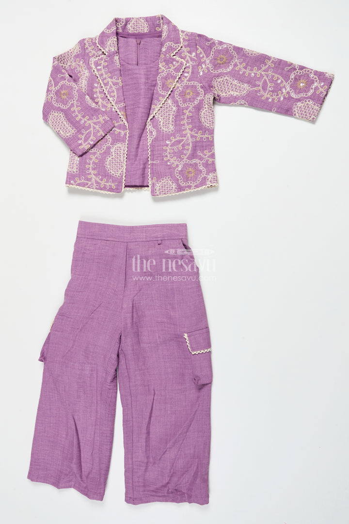 Girls Ethnic Co-Ord Set with Embroidered Jacket for Celebrations and School Events