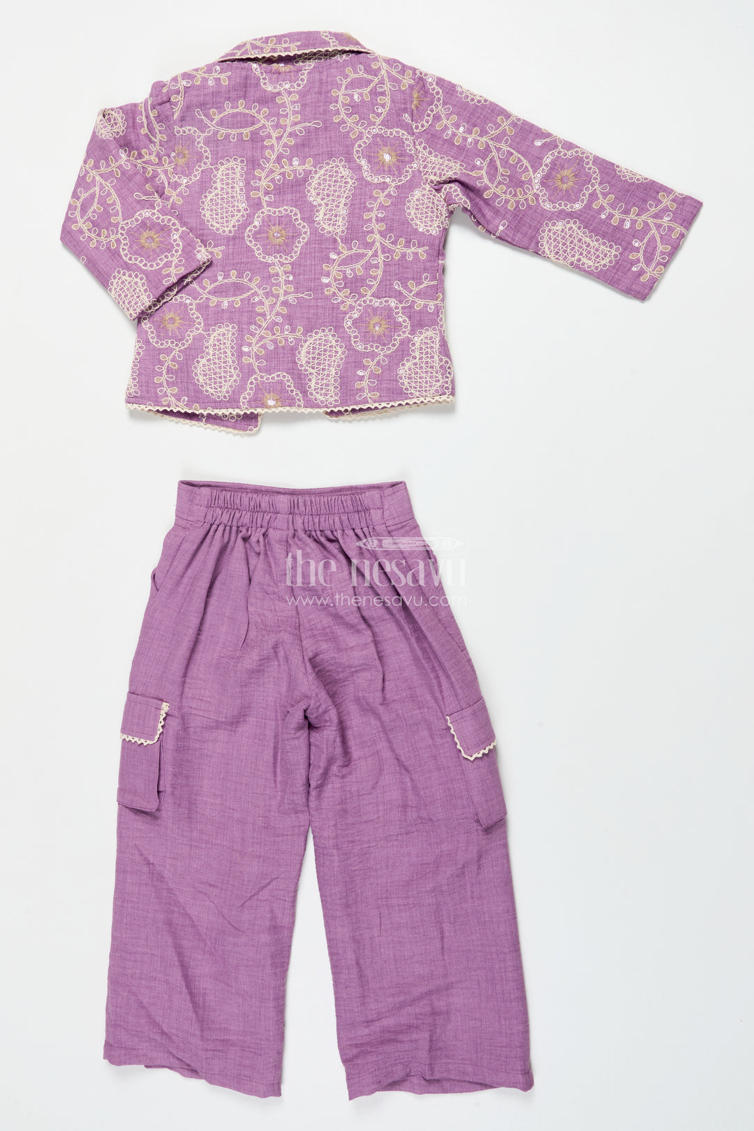 Girls Ethnic Co-Ord Set with Embroidered Jacket for Celebrations and School Events