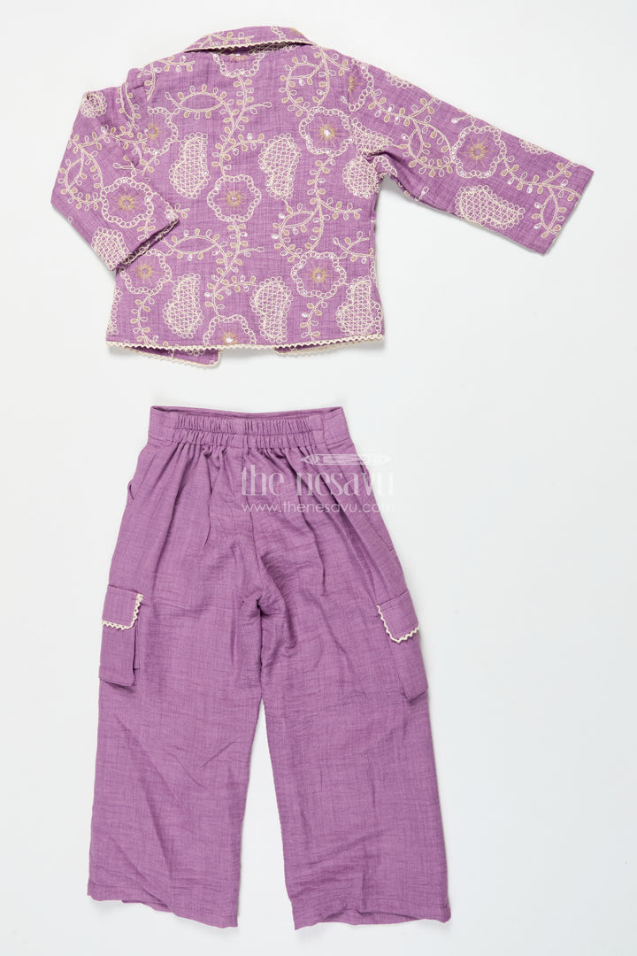 Girls Ethnic Co-Ord Set with Embroidered Jacket for Celebrations and School Events